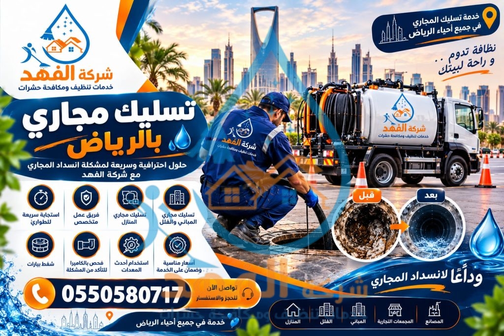 شركة تسليك مجاري بحي الملك فهد بالرياض