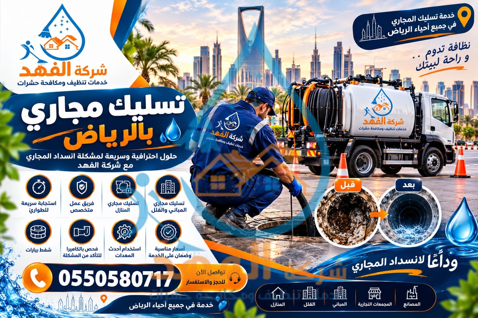 شركة تسليك مجاري بحي الصحافة بالرياض