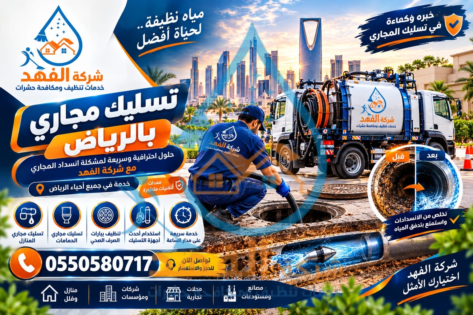 شركة تسليك مجاري بحي الملك فهد بالرياض