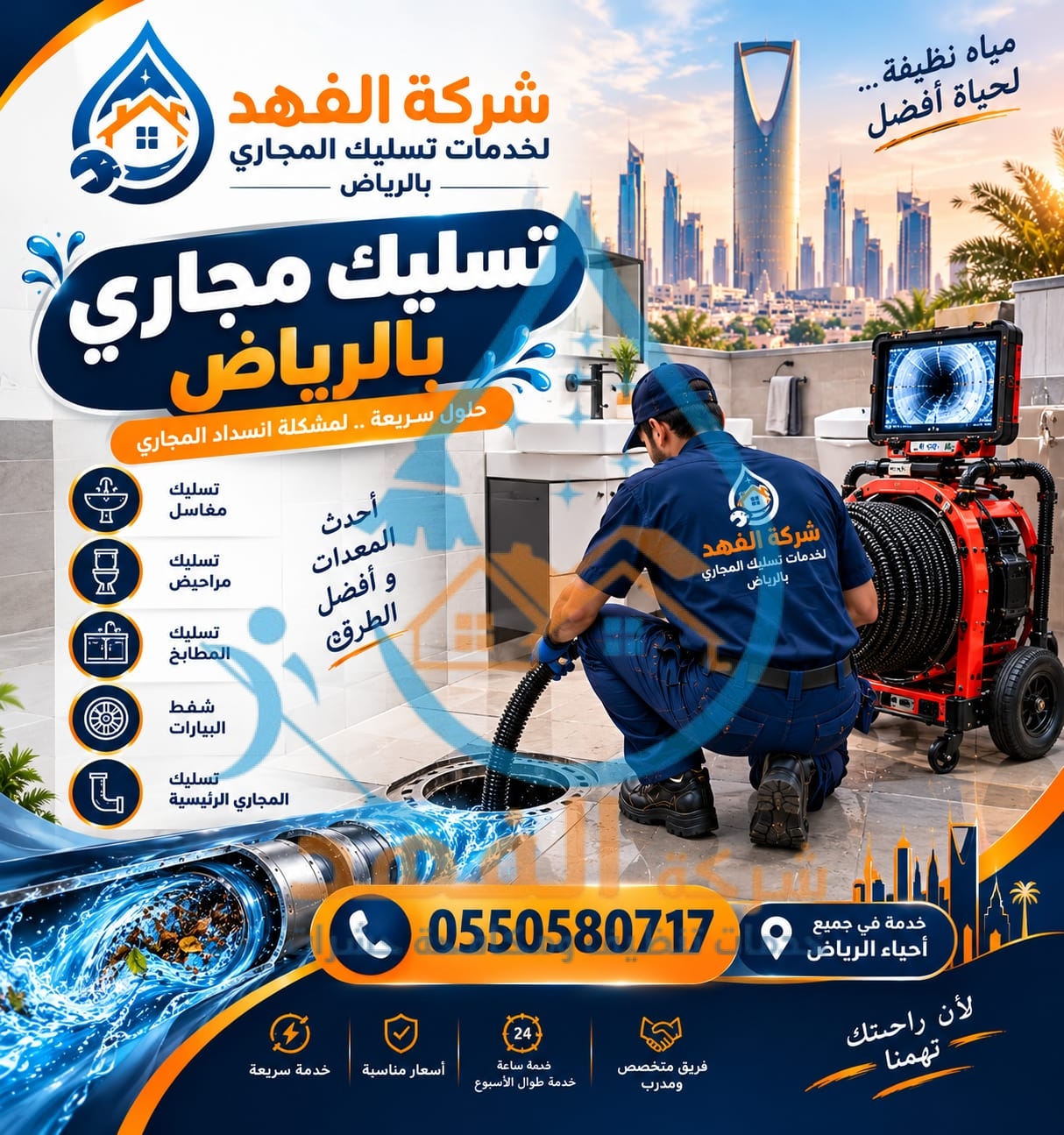 شركة تسليك مجاري بحي المرسلات بالرياض