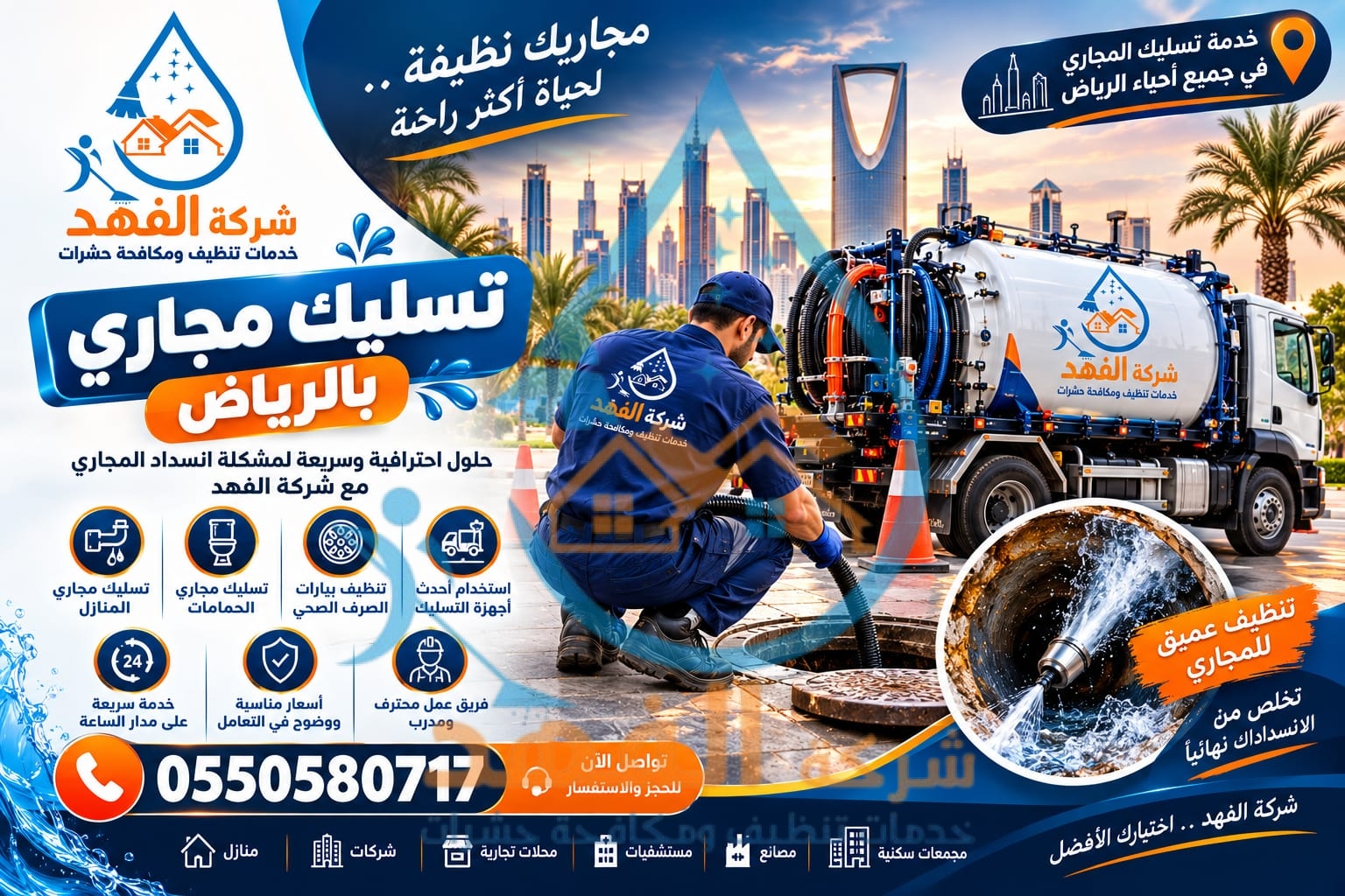 شركة تسليك مجاري بحي الفلاح بالرياض